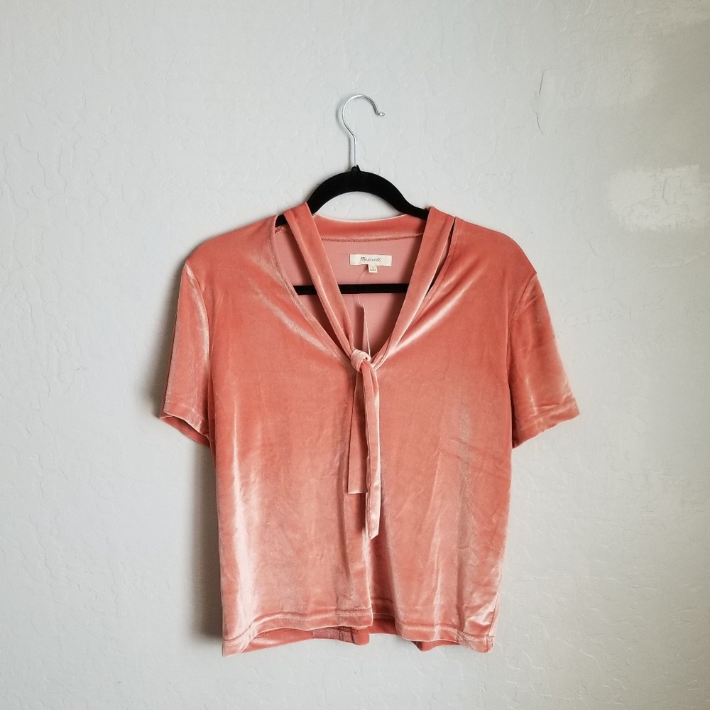 NWT Madewell Coral Velvet Tie at Neck Size Large